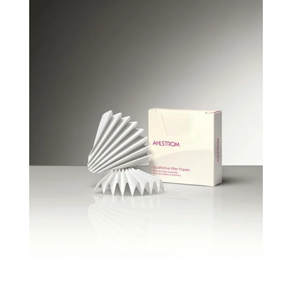 Ahlstrom 5420-1850 Pleated (Fluted) Qualitative Filter Paper, Grade 542, 18.5cm, 100/Unit primary image