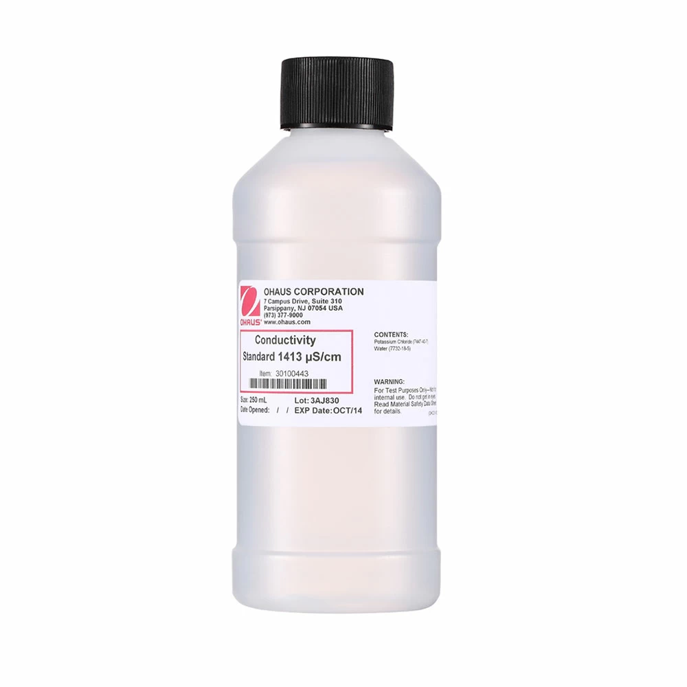 OHAUS 30100443 Conductivity Solution, 1413uS/cm, 1 x 250ml Bottle/Unit primary image